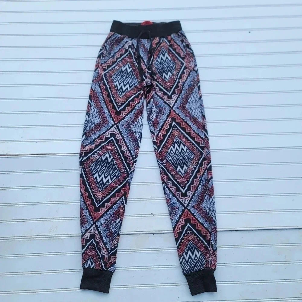 Hot Kiss Junior's Printed Soft Jogger Pants Red Black White XXS